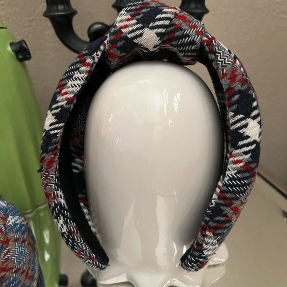 Plaid Headband in Red and Blue